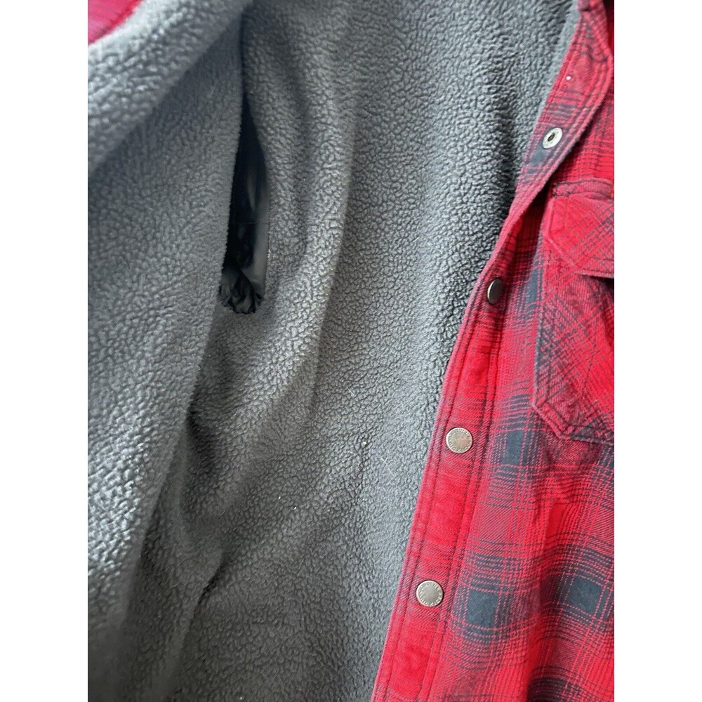 Dickies Jacket Mens Medium Red Buffalo Plaid Sherpa Lined Full Zip - Picture 4 of 5
